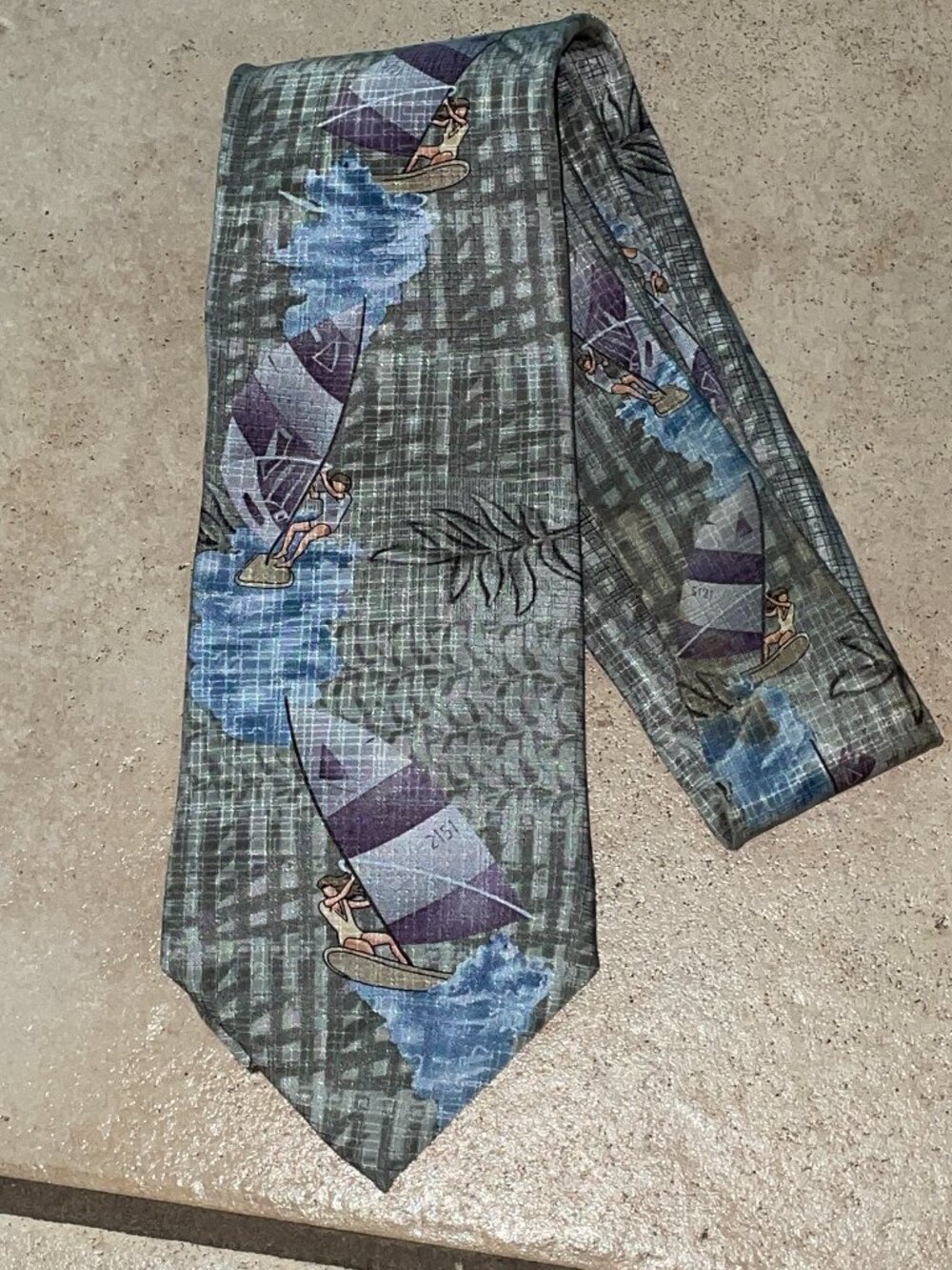 Vintage Silk Tie TROPICALS BY TANGO Feautres Girls on Sailboards